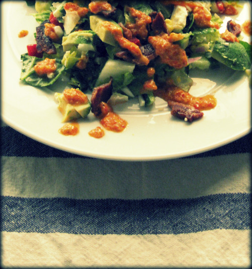 Paleo Cobb Salad with Roasted Red Pepper Vinaigrette